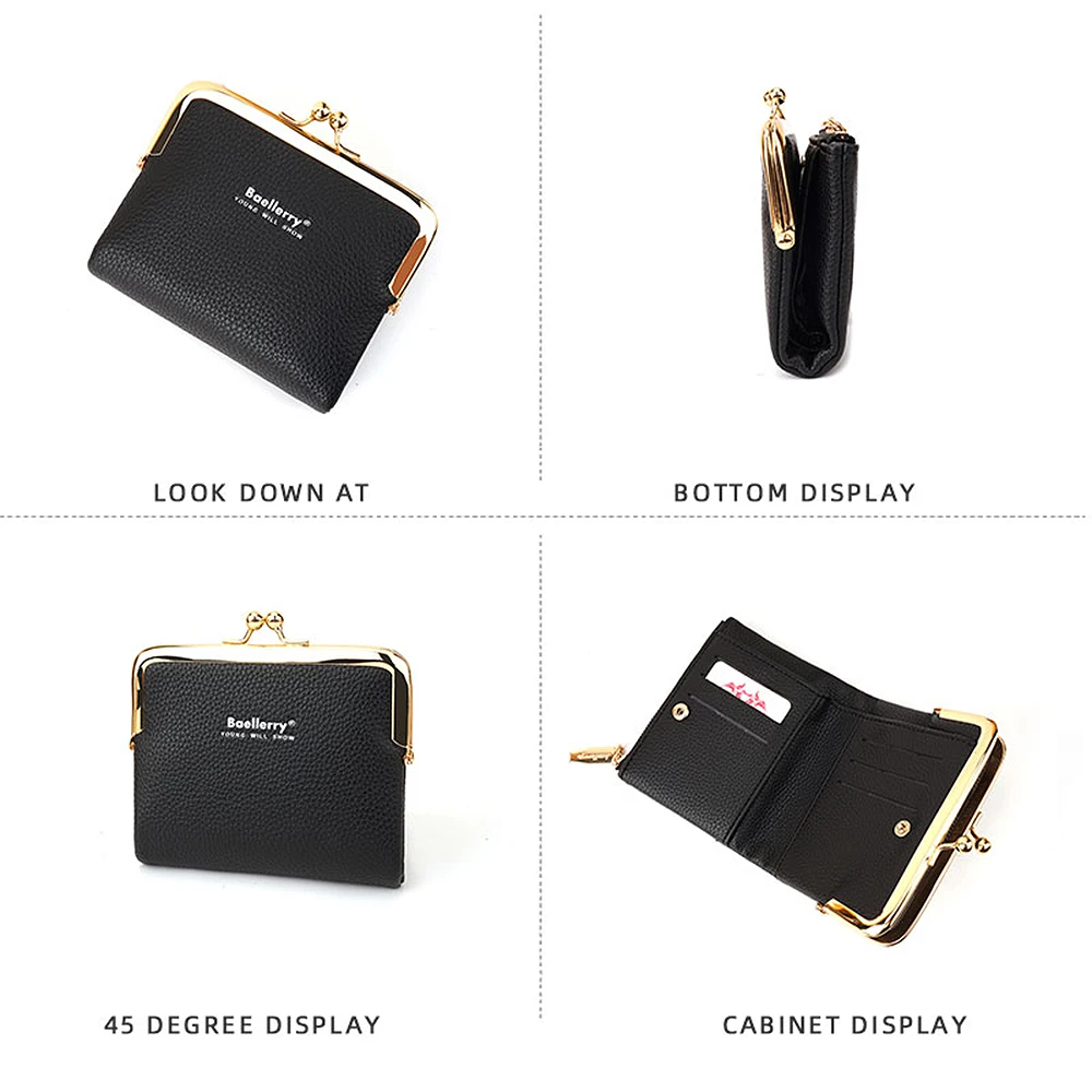 Baellerry New Short Women Wallets Card Holder Zipper Coin Pocket Cute Female Wallet PU Leather Small Card Bag Women's Purses 's smile '