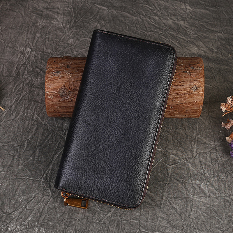 Genuine Leather Long Wallet for Women Purse ID/Credit Card Cash Holder Cat Pattern Retro Female Cowhide Money Purses Bag