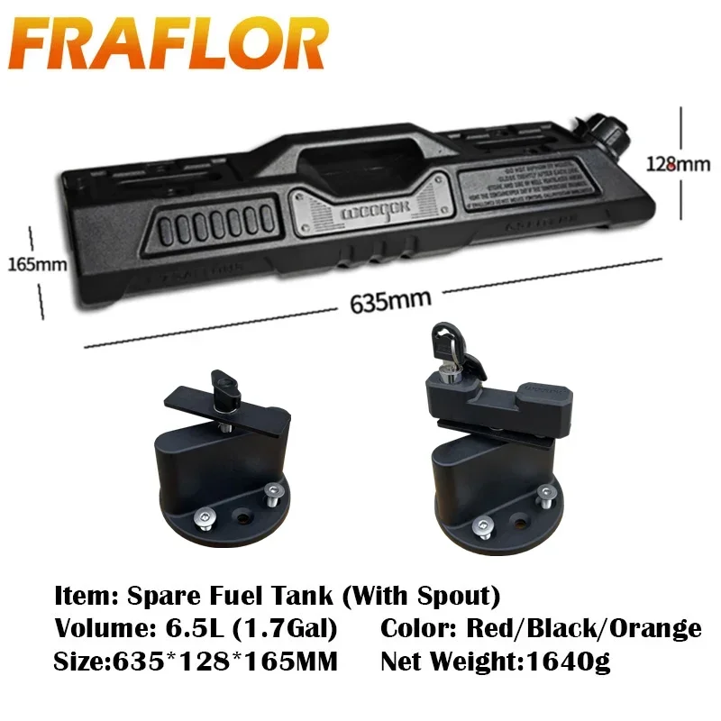 6.5L Spare Fuel Tank Petrol Cans Oil Drum Barrels Gas Can Container Anti-static Jerrycan for For Off-road Vehicles Mororcycle