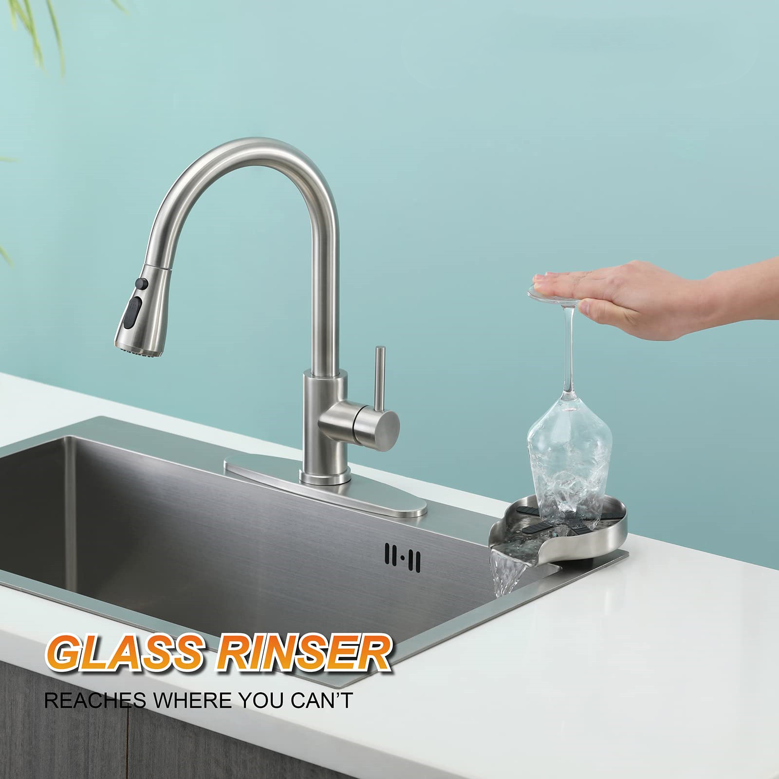 New glass washer home cup cleaning cup washer bar cup washer stainless steel cup washer silver 5 leaves