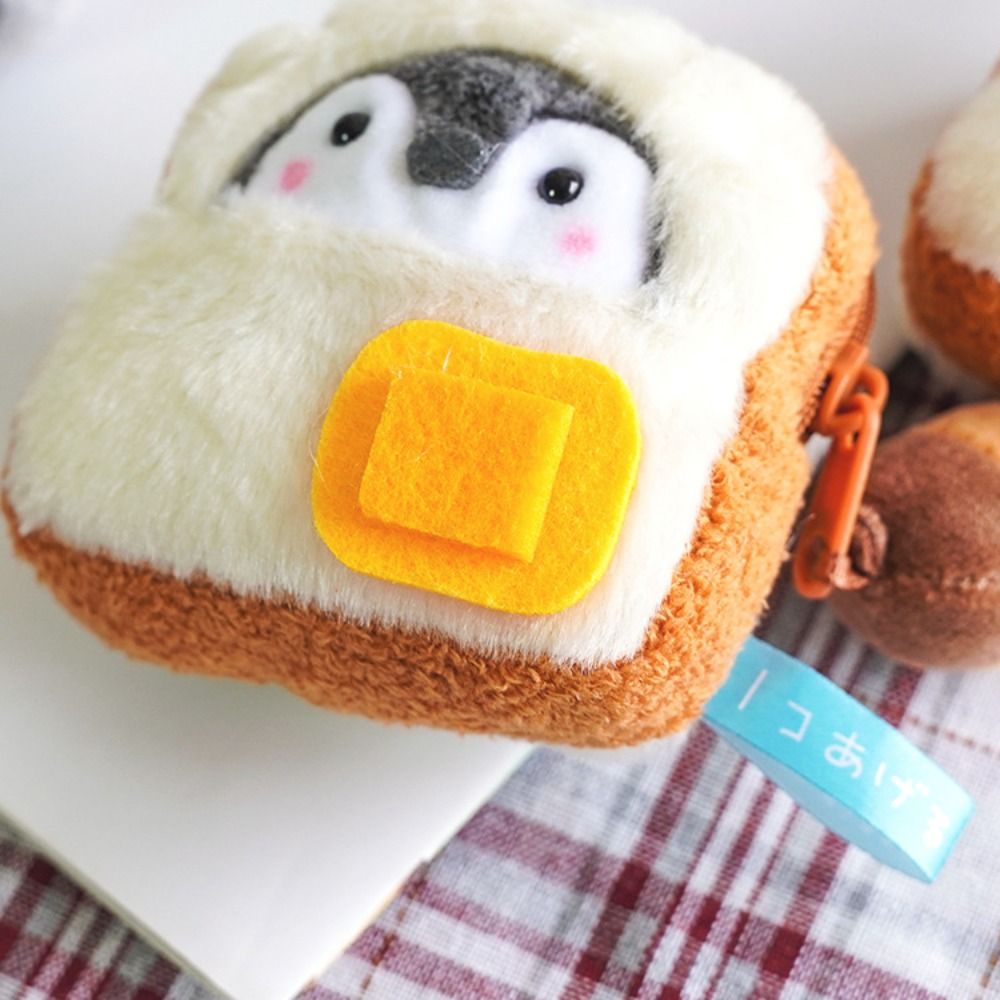 Bread Breakfast Series Penguin Pendant Cute Sausage Milk Squeak Keychain Earphone Bag Japanese Style Plush Coin Purse Travel