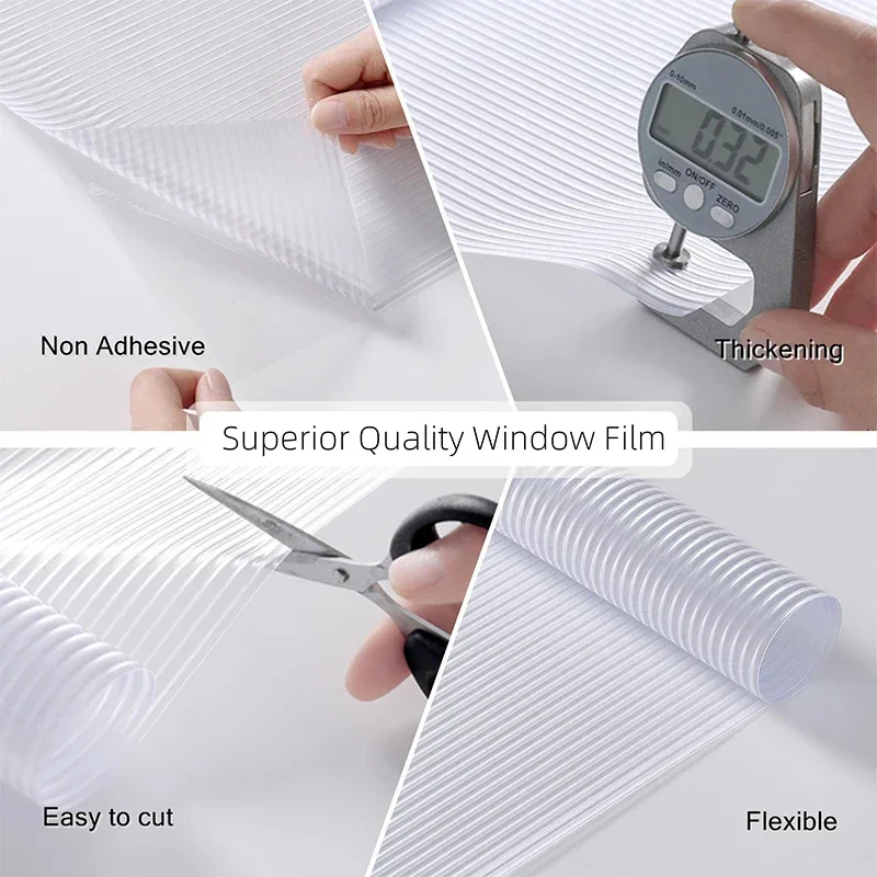 Frosted Opaque Glass Translucent Window Privacy ddmysmile Film Self-Adhesive Reeded Stripe Patterns For Bathroom Electrostatic Adsorption Smile