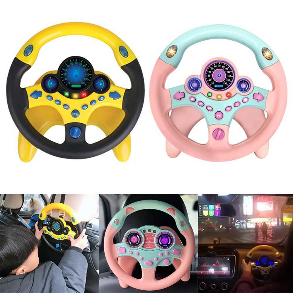 Electric simulation steering wheel toy with light and sound for childrens education co driver childrens car toy vocal toy gift W241109