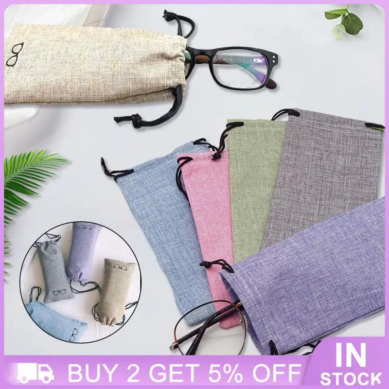 Glasses Bags Linen 1/6pcs Jewelry Mobile Phones Glasses Storage Bundle Pocket Portable Colorful Girls Sunglasses Vintage Bag smile