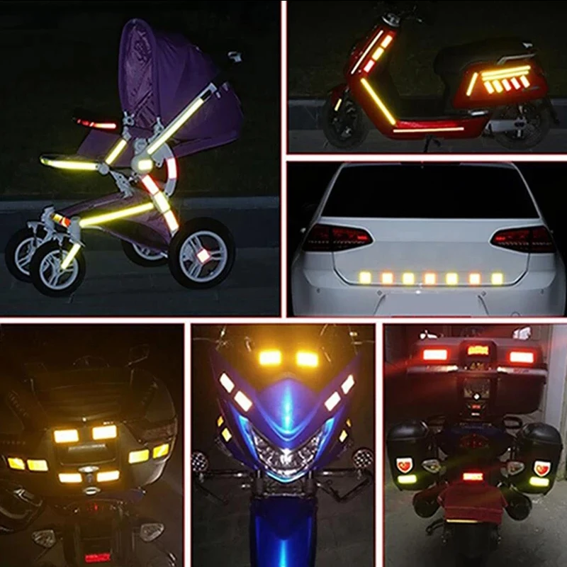 10pcs/set Car Bumper Reflective Safety Strip Stickers Car Reflective 2025 Sticker Reflective new Warning Safety Tape