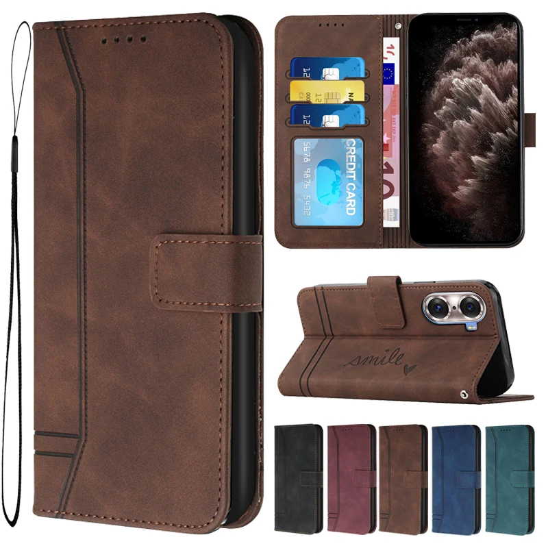 With Hand Strap Wallet Leather Card Case For Huawei Y9A Y9 Prime 2019 Y8P Y7P Y7A Y7 Pro 2019 Y6P Y5P Y3 2017 Nova 9 SE 9 Pro 7i smile