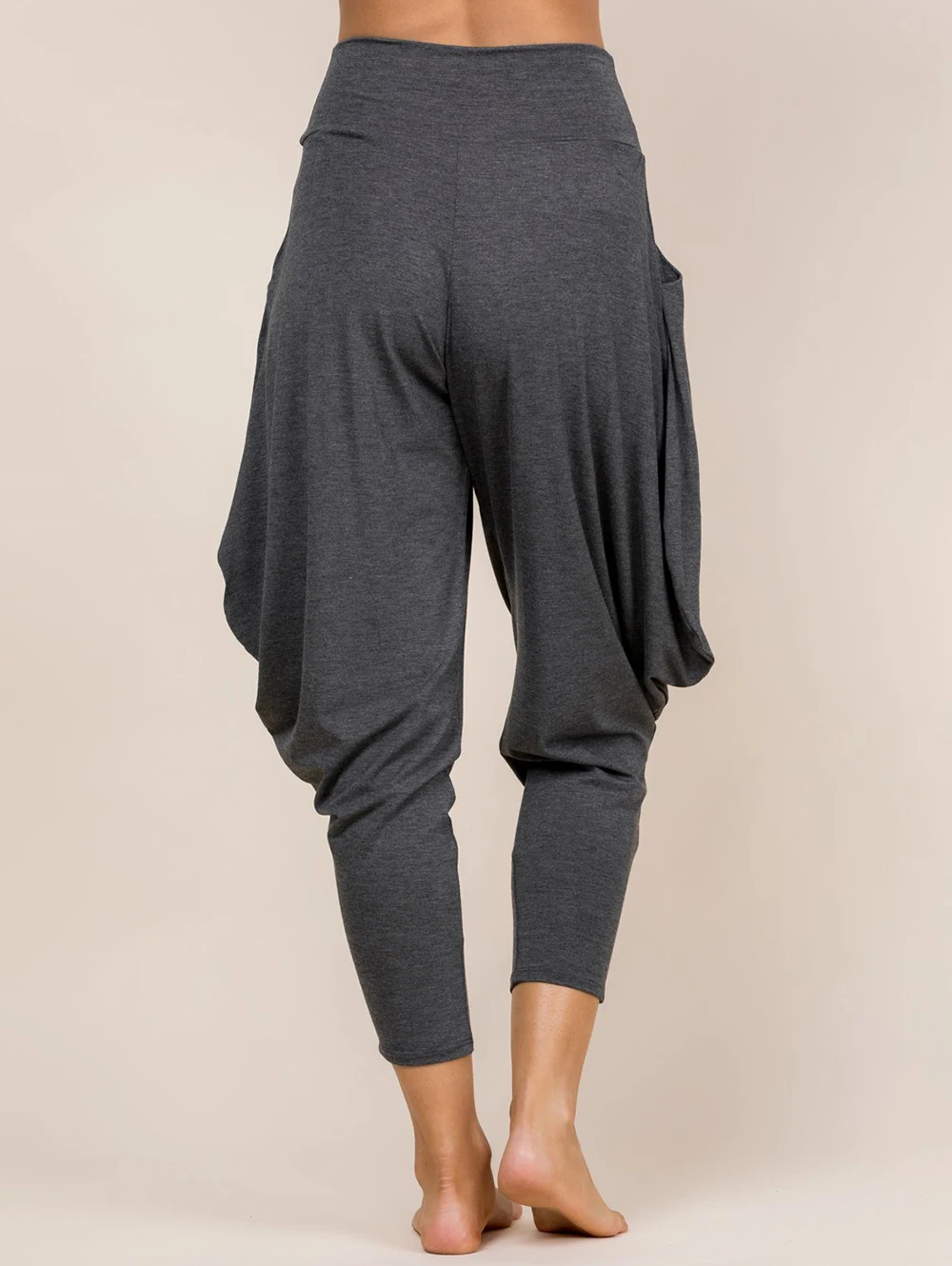 Color Solid Women Sport ddmysmile Wide Waist Pleated Draped Lantern Pants Elastic High Waist Casual Pants Smile