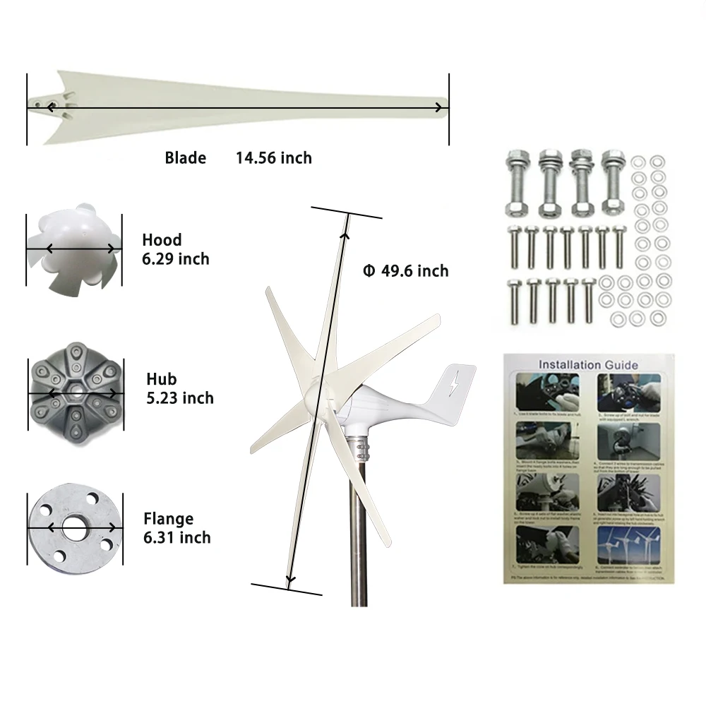 3000W 5 Blades 4000W 6Blades Free Energy Wind Energy HIGH Efficient 12V 24V 48V Wind Turbine Generator With Controller