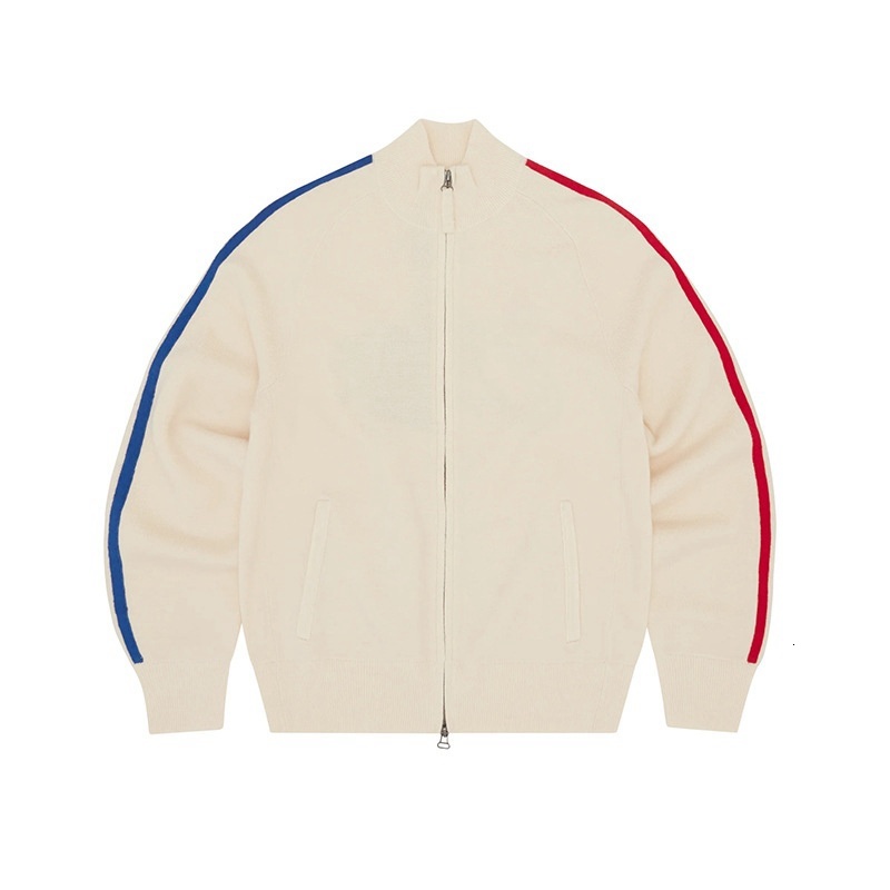 Men's short jacket, hip-hop embroidered letter stand up collar zipper cardigan, knitted sweater jacket