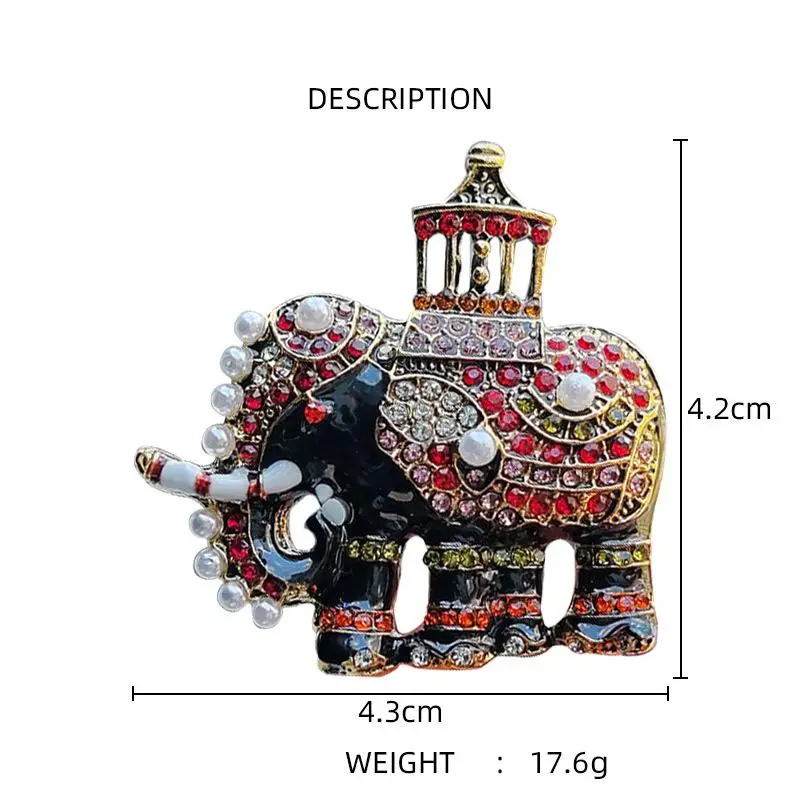 Colorful Rhinestone Quality High Elephant Brooches For Women Vintage Animal Pin Men's Suit Brooch Accessory Jewelry Gift smile
