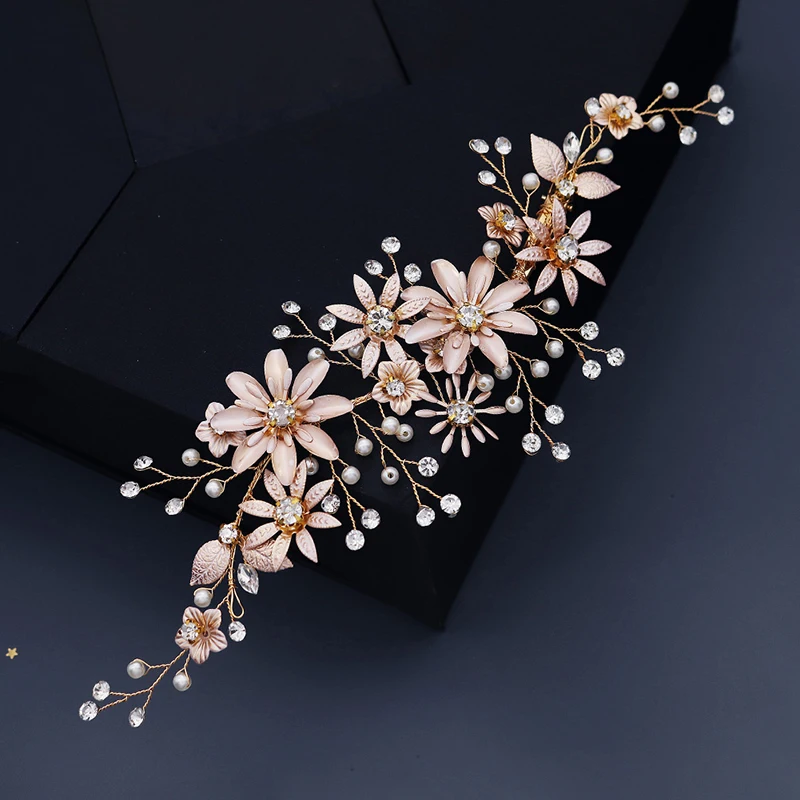 Wedding Hair Accessories Bridal Crystal Rhinestone Flower Hair Clips for Women Hairpin Pearl Barrette Bride Headpiece Jewelry smile