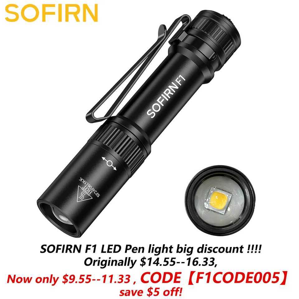 Sofirn Mini F1 Zoomable 5000K Penlight 800lm 14500 AA EDC LED Flashlight USB C Charging 519A Flashlight with Tail Light Switch X241109