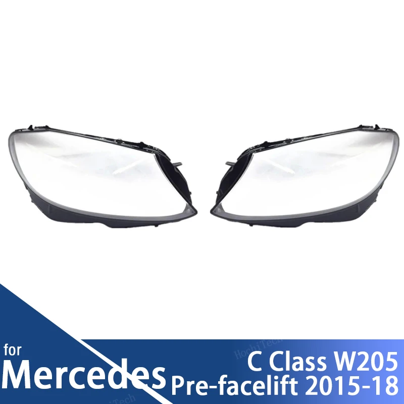 Car Headlight Cover Lampshade HeadLamp Clear Lens Cover Bright Shell Cover for Mercedes Benz W205 C Class pre-facelift 2015-2018