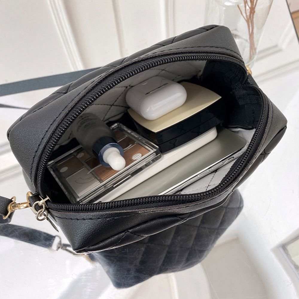 Black Lingge Embroidery Handbags PU Leather Luxury Women Messenger Bag Small Shoulder Bag Crossbody Bag Fashion Storage Pouch