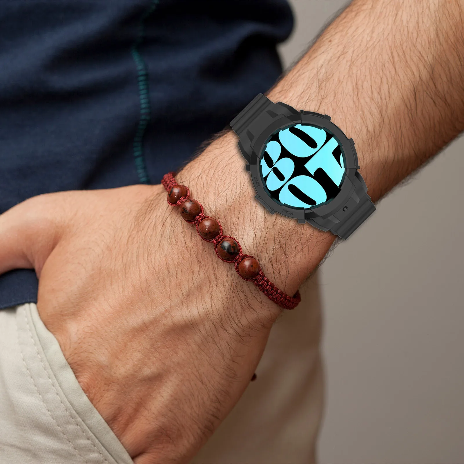 For Armor Samsung Case+Band Galaxy Watch 6 5 40Mm 44Mm Sports Silicone ddmysmile Protector Cover Strap For Samsung Watch 5 Pro 45Mm Bumper Smile Case+