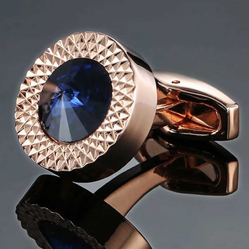 New luxury design hand woven round zircon crystal cufflinks for high-end mens French shirt cufflinks W241109