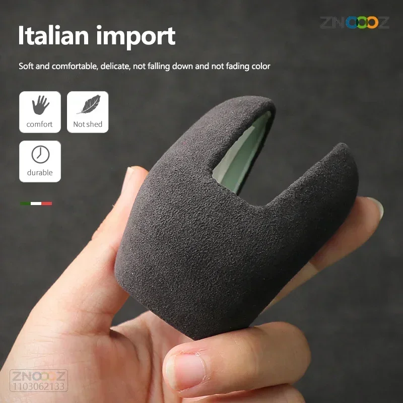 Gear Alcantara Suede Car Head Shift Collars Cover For Voo XC60 XC90 S90 V60 V90 S60 2015-IN Gearbox Shifter Knob Case Sticker smile