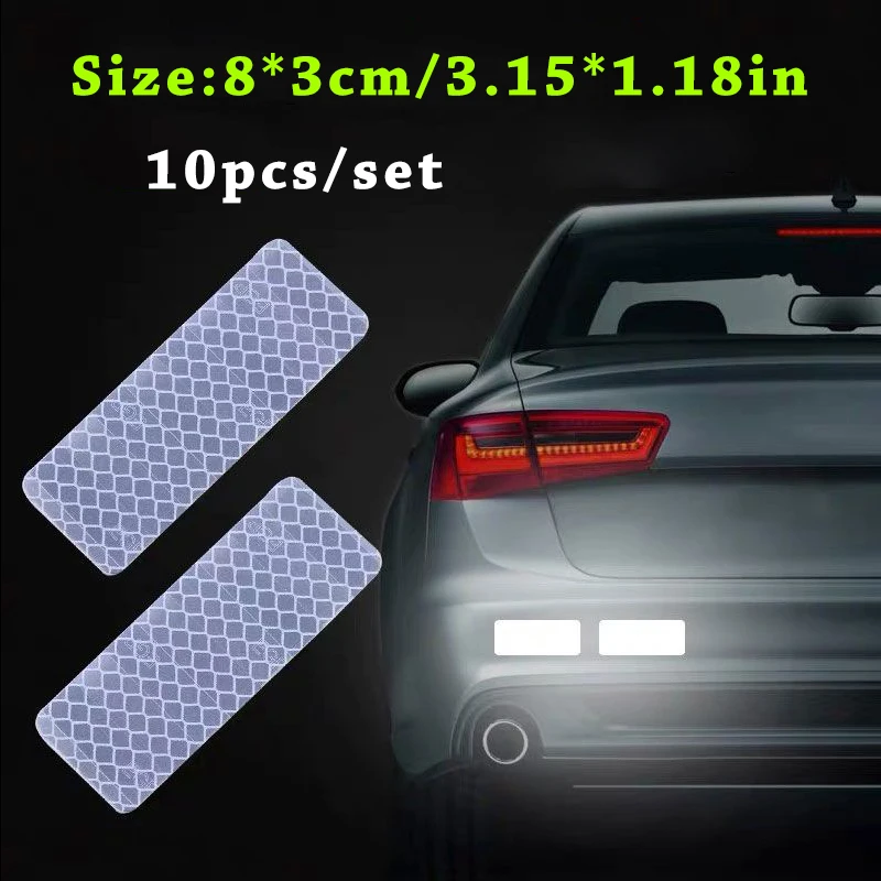 10pcs/set Car Bumper Reflective Safety Strip Stickers Car Reflective 2025 Sticker Reflective new Warning Safety Tape