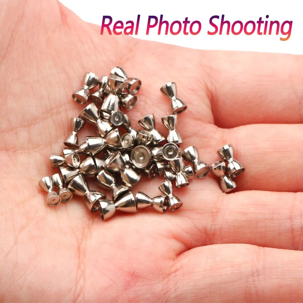 20PCS Weighted Sunken Bimoo Brass Dumbbell Beads Barbell Eyes Fly Tying Material For Crazy Charlie Saltwater Fishing Lures Bait smile