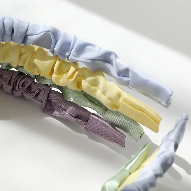 Satin Pleated Hairband AISHG Women Sweet Simple Headband ddmysmile Fabric All-Match Hair Band Girls Hoop Headwear Hair Accessories Smile