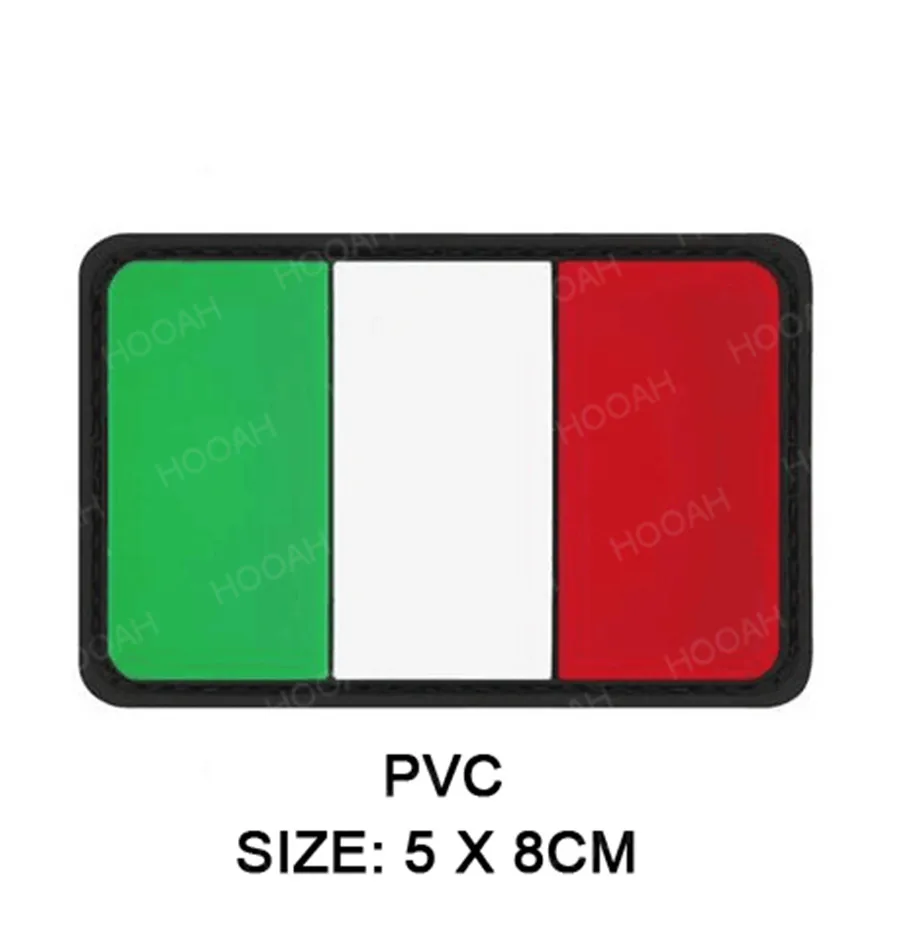 Italy Flag Embroidered Patch Tactical Emblem Appliques Italia Italian PVC Rubber Embroidery Badges