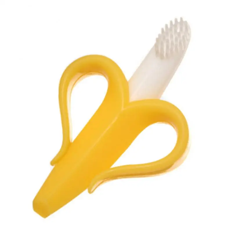 e Training Silicone PCS Toothbrush Baby Banana Shape Safe Toddle Teether Chew Toys Teething Ring Gift Infant Chewing ing