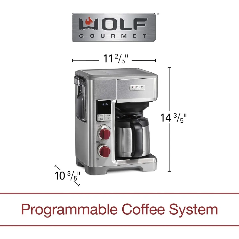WOLF GOURMET Programmable Coffee Maker System with 10 Cup Thermal Carafe, Built-In Grounds Scale