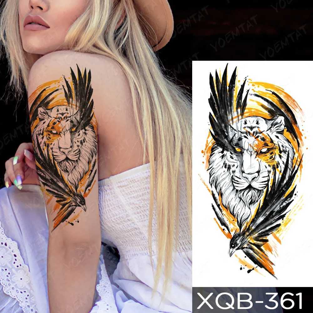 Waterproof temporary tattoo sticker rose snake flower tattoo lace tiger dragon body art arm fake sleeve tattoo female W241109