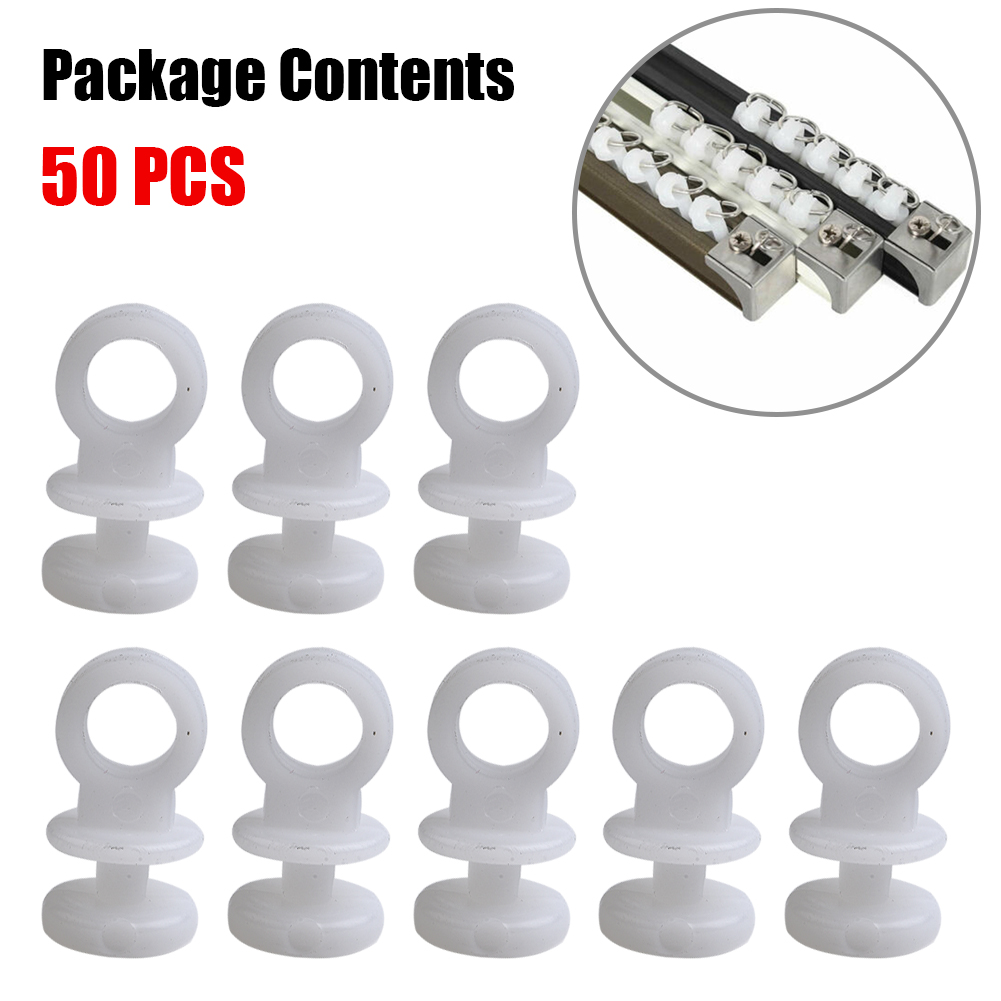 50pcs Plastic Curtain TrackHooks Runner Fit For Camper Van Motorhome Caravan Boat White Interior Auto Accessories