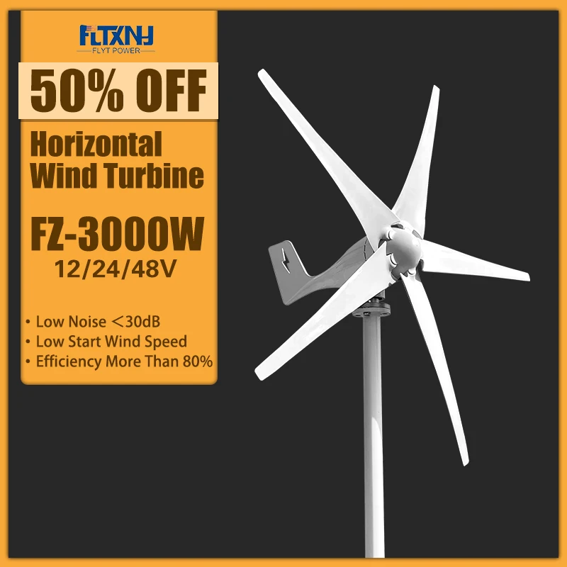 3000W 5 Blades 4000W 6Blades Free Energy Wind Energy HIGH Efficient 12V 24V 48V Wind Turbine Generator With Controller
