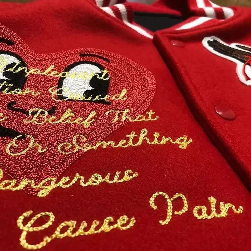 Hip-Hop High-Density Letter Embroidery Jacket Bumpy Filled Star Cotton Coat Winter Trendy Style Men's And Women's Couple Jackets