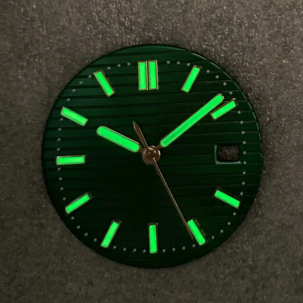 30.5mm Watch Dial+Watch Hands Watch Accessory Set Green Luminous Strip Nail Men's Watch Replacement Parts for NH35/NH36 Movement