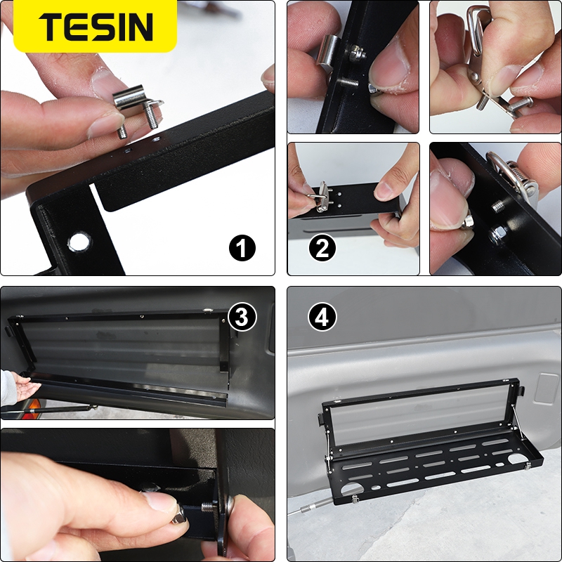 TESIN Car Rear Door Cargo Luggage Carrier Tailgate Foldable Shelf Storage Mounting Rack For Suzuki Jimny 2010-2022 Accessories