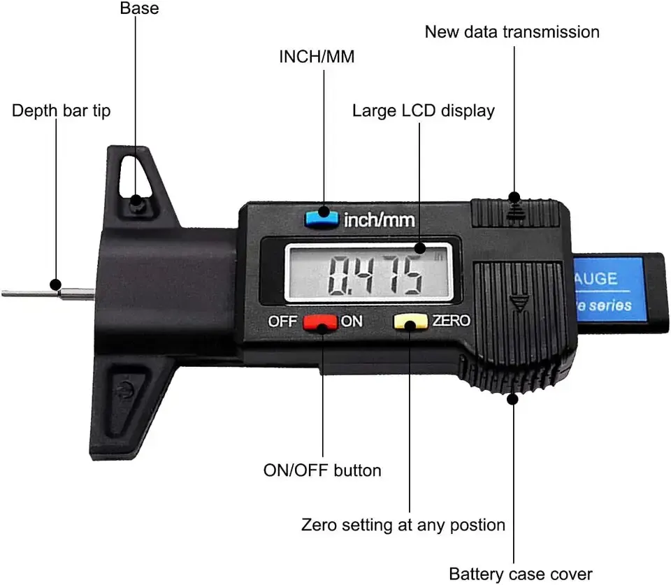 Digital Depth Gauge 1PC Caliper Tread Depth Gauge LCD Tire Tread Gauge For Car Tire 0-25mm Measurer Tool Caliper Repair Tools smile