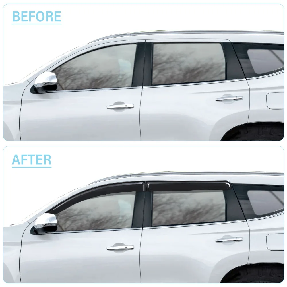 Visor Weathershields Windows Window Deflectors For ddmysmile Mitsubishi Pero Sport 2015 -2023 4X4 Car Accessories Sun Rain Guard Smile -2023