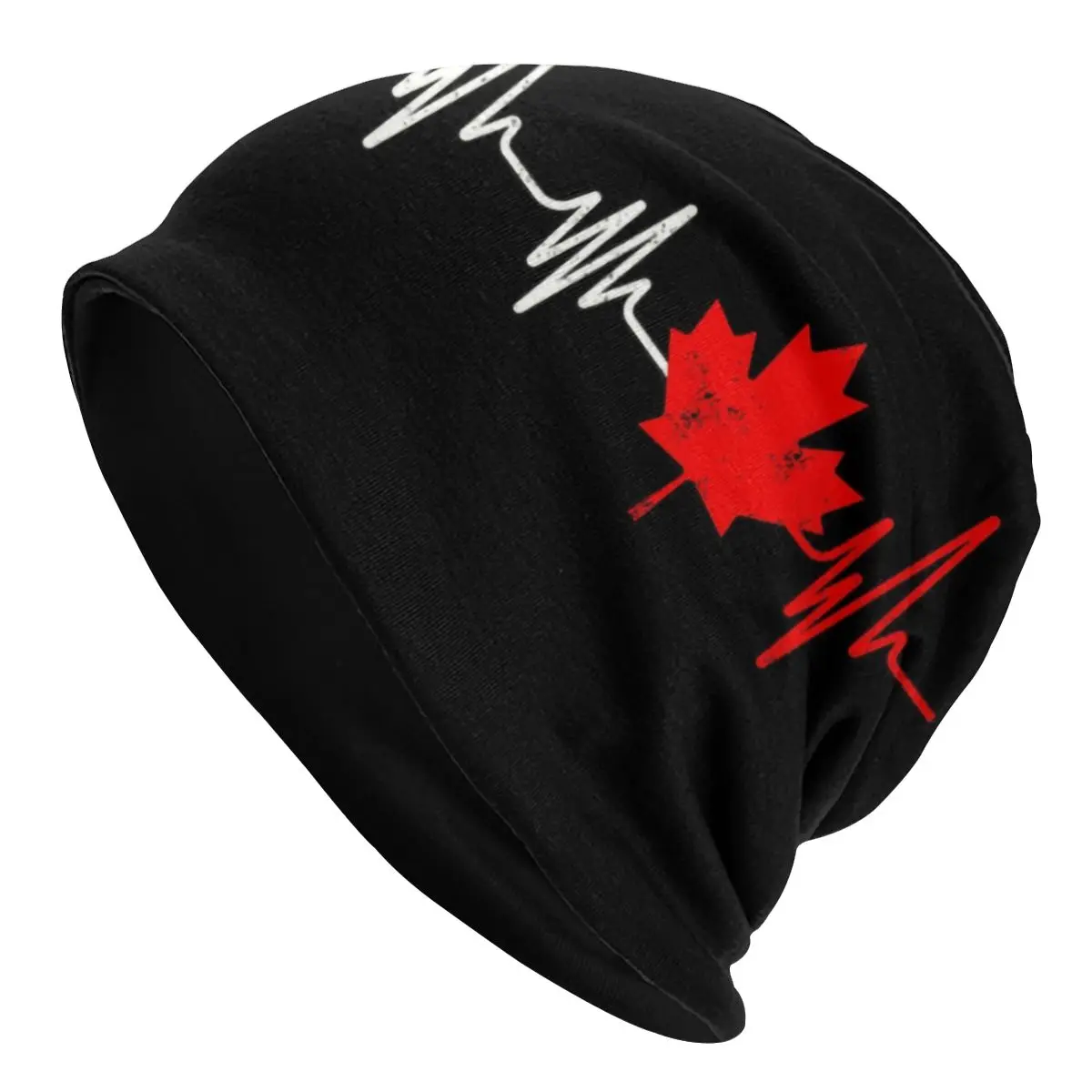 Canada Flag Heartbeat Maple Leaf Beanies Cap Unisex Hip Hop Winter Warm Knitting Hat Adult Canadian Pride Canada Day Bonnet Hats