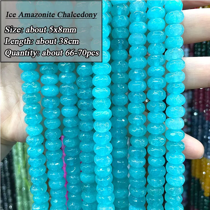 Faceted 5*8mm Rondelle Natural Stone Green Chalcedony Jades Labradorite Spacer Bead for Jewelry Make Diy Bracelet Accessories