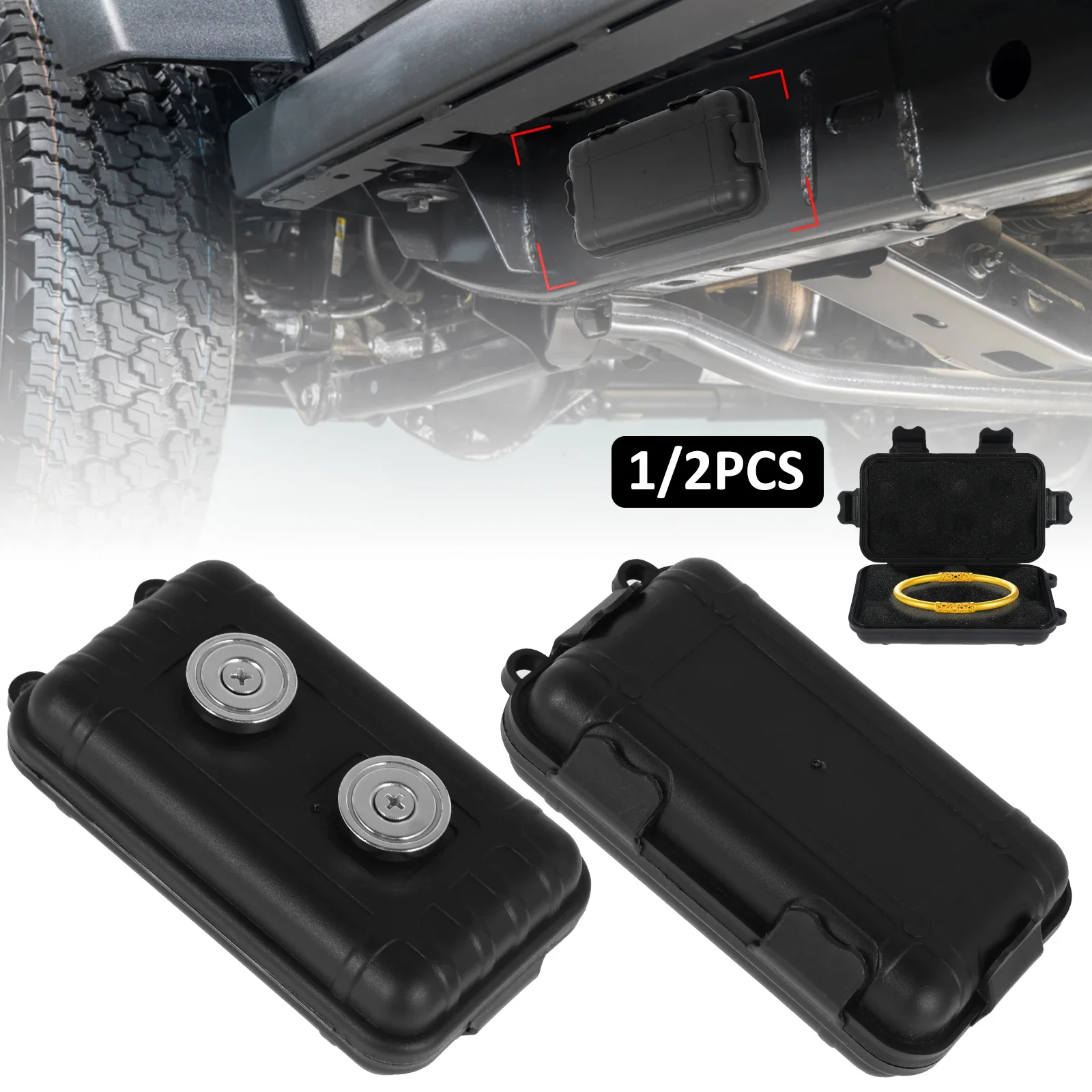 1/2Pcs Magnetic Key Holder Under Car Hide Key Box with Strong Magnet Waterproof Magnetic Key Hider Rustproof Magnetic Storage
