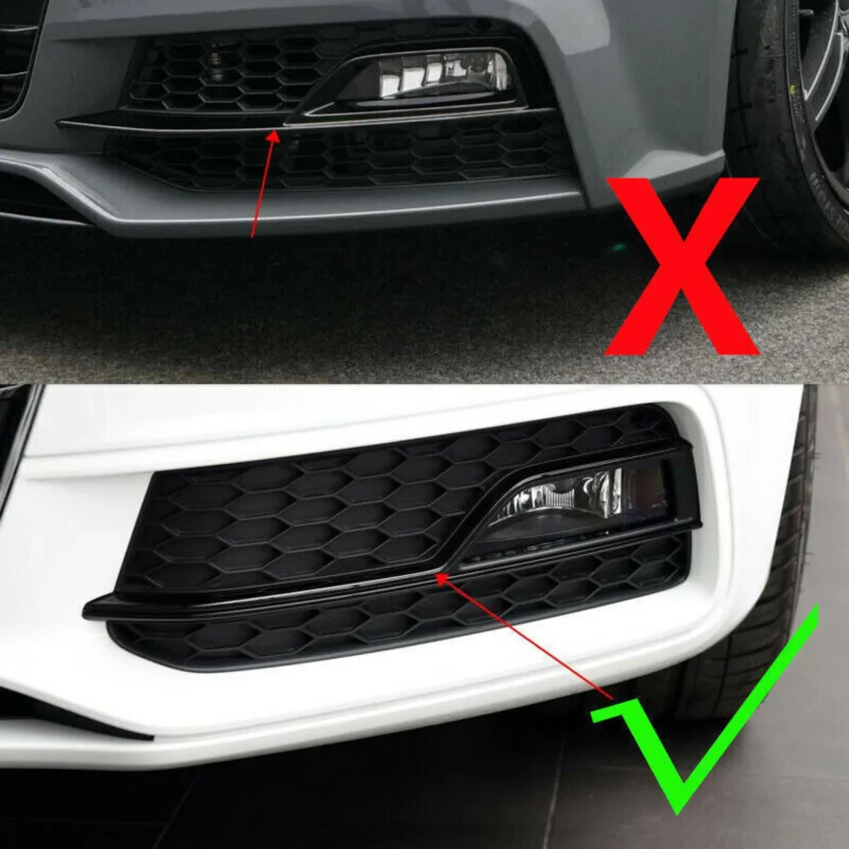 2X Car Front Fog Light Lamp Cover Grill Grille For Audi S5 A5 S-Line 2013 2014 2015 2016 Honeycomb Bumper Body Kit 8T0807682M