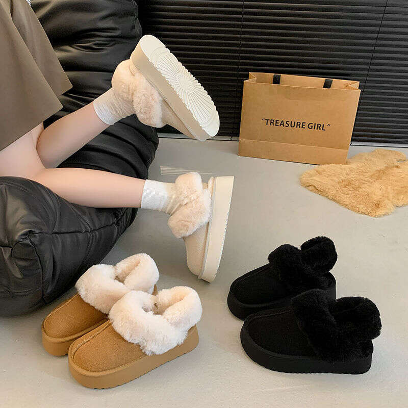 Thick Soled Versatile Snow Boots Women, Winter With Fleece Added, 2024 Autumn New Item, Versatile, Thick And Warm Cotton Shoes For Women