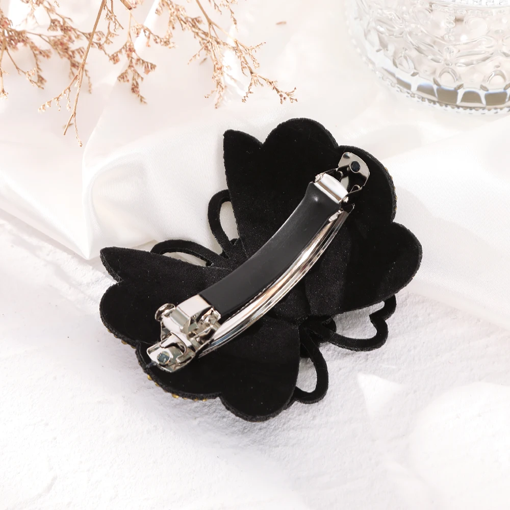 Rhinestone Full AWAYTR Elegant ddmysmile Flower Hair Clip Barrettes Headband For Women Hair Accessories Crystal Hairpin Spring Clips Smile