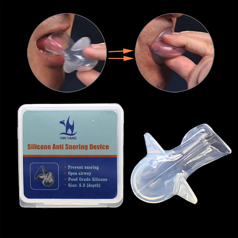 Silicone Anti Snoring Tongue RetainingSleep Breathing Apnea Night Guard Aid Stop Tongue Retainer Anti Snoring Mouthpiece
