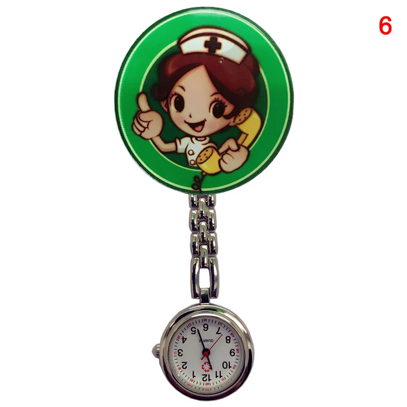 Cartoon Luminous Quartz Women Gift Nurse Watch Hanging Pocket Watch smile