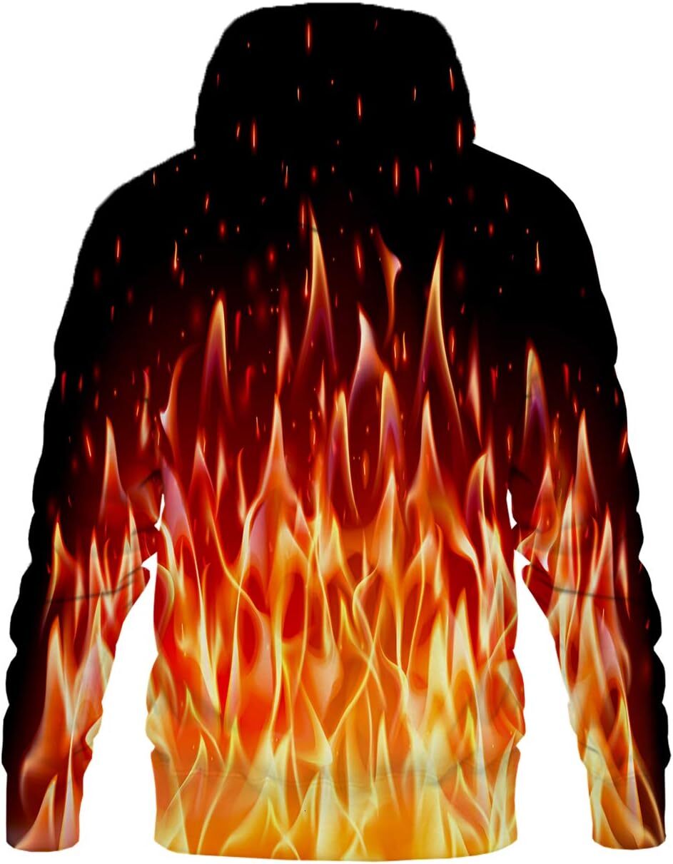 Hoodie for Mens Womens Unisex 3D Novelty Hoodies for Men Women Cool Graphic Pullover Sweatshirts with Pockets Graphic flame