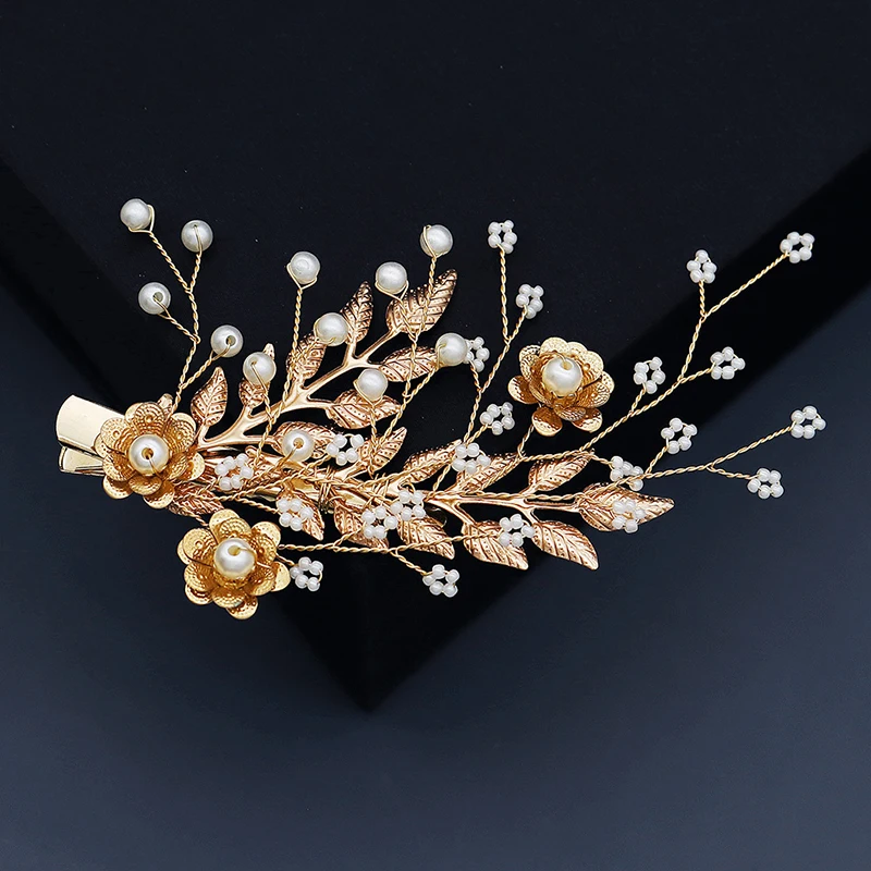 Wedding Hair Accessories Bridal Crystal Rhinestone Flower Hair Clips for Women Hairpin Pearl Barrette Bride Headpiece Jewelry smile