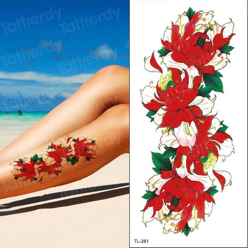 Red Rose Tattoo Flower New Fashion Waterproof Temporary Tattoo Sticker Tattoo Girl Tattoo Woman False Fingernail Flower W241109