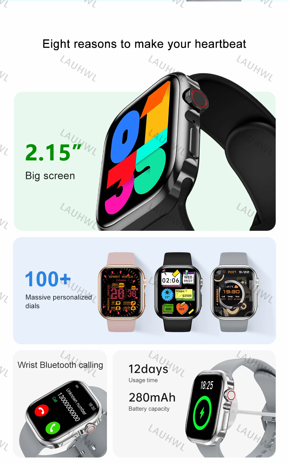 Bluetooth call smartwatch series 9 men and women exercise heart rate blood pressure NFC For Android smartwatches smartwatch 9