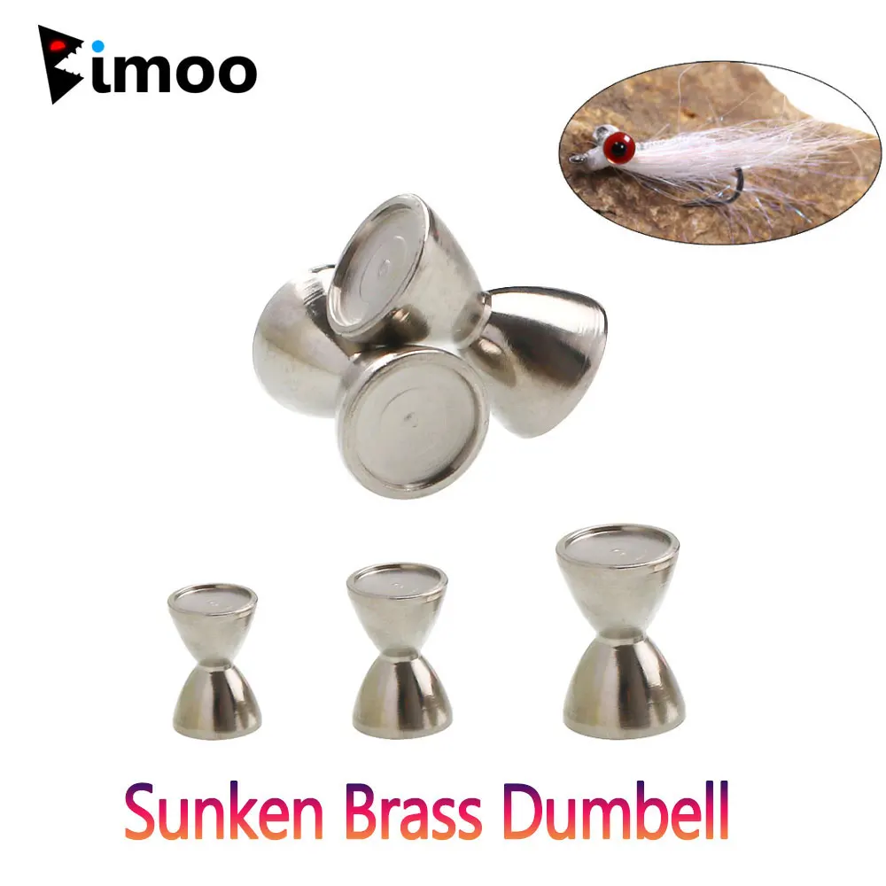 20PCS Weighted Sunken Bimoo Brass Dumbbell Beads Barbell Eyes Fly Tying Material For Crazy Charlie Saltwater Fishing Lures Bait smile