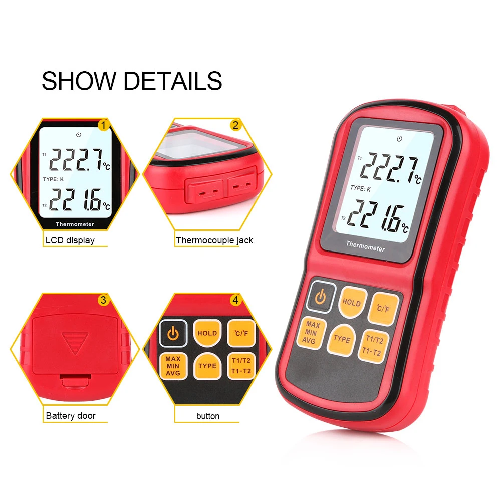 Professional Thermometer 2025 new Digital Measure Tool Thermometer Temperature Meter Tester with LCD Back light GM1312