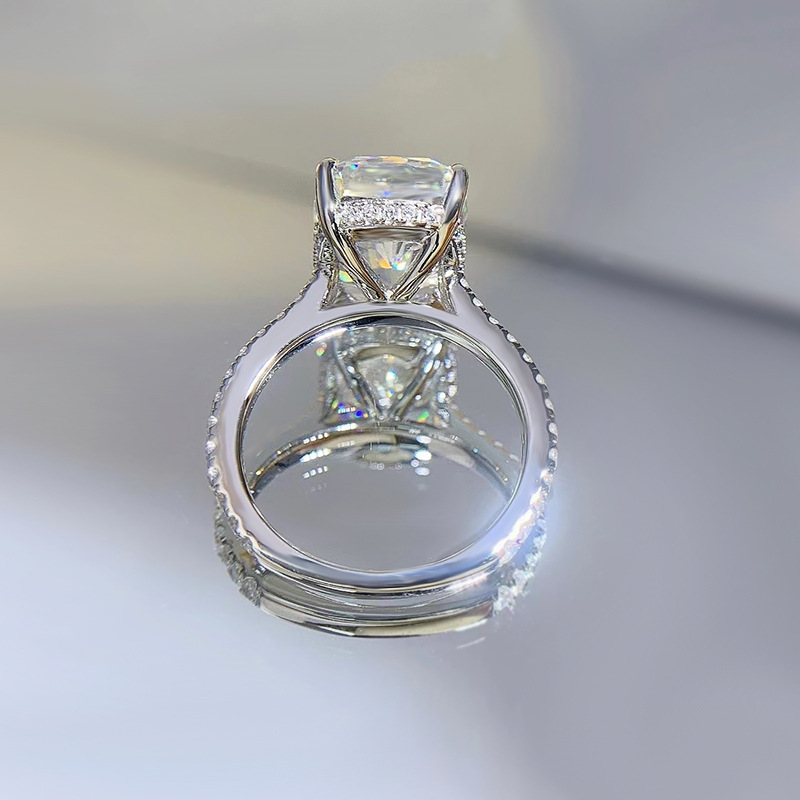 2024 Top Sell Genuine 100% 925 Sterling Silver Luxury Jewelry Narural White Moissanite Diamond Party Elegant Women Wedding Engagement Band Ring Gift